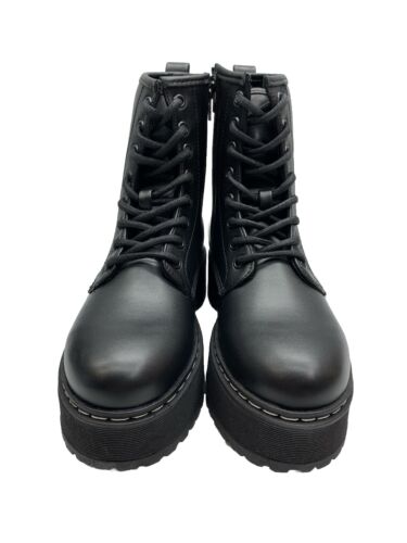 Steve Madden Bettyy1 Women's Combat Lug Boot Black Size 7 Round Toe Lace-Up