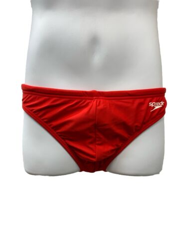 Mens Speedo Swimwear Solar 1" Swim Brief Red Swimsuit Size 34 Underwear Bottom