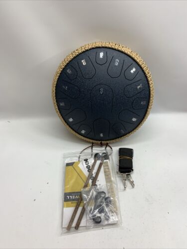 Steel Tongue Drum 13 Inch 15 Notes Tongue Drum Hand Pan Navy Blue with Case Bag