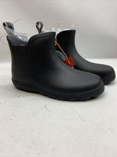 Totes Cirrus Black Chelsea Ankle Rubber Waterproof Rain Boots Men Size 8 Slip-on