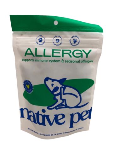 Native Pet Allergy | Natural Chicken Chews for Dog | Probiotics | 60 Count Pouch