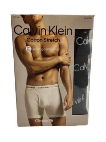 Calvin Klein Men's Size XL Black 3-Pack Cotton Stretch Boxer Briefs Underwear