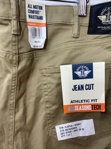 Men's Dockers Jean Cut Pants Athletic Fit Pant All Seasons Tech Khaki Size 38X32