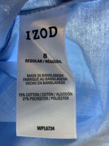 Izod Shirt Boys Medium Light Blue Oxford Button Down Long Sleeve Z871023 Size 8