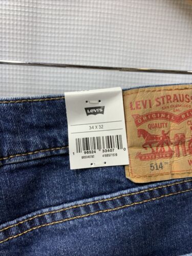 Levi's Mens 514 Straight Fit Cut Jeans Size Long Pants Classic Size W34/L32 Blue