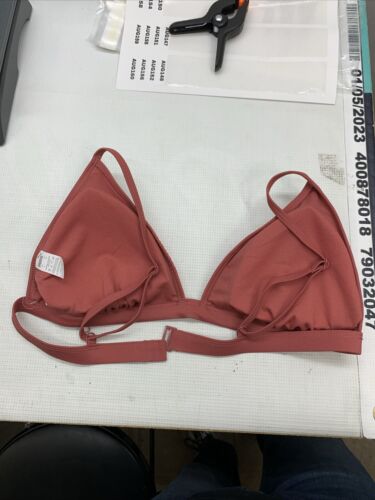 PUMA Women's Triangle Bikini Top & Bottom Swimsuit Set Swimwear Size L Dark Pink