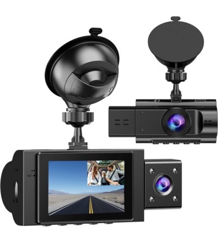 Dash Cam HD 1080p Car Dual Lens Front/Rear/Inside Video Recorder Camera G-sensor