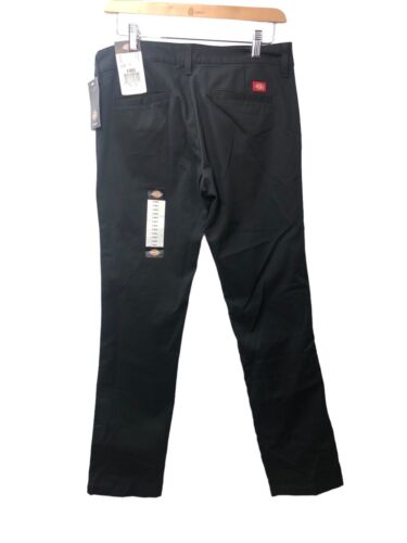 Dickies Pant Women 6 Regular Rinsed Black Flex Twill Stretch Straight Flat Front