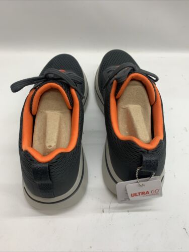 Men’s Skechers GO WALK Arch Fit Shoes Crystal Waves Sneaker Size 7.5 Grey/Orange