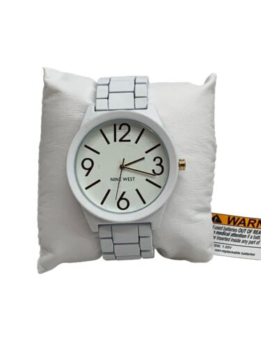 Nine West Women's Rubberized Bracelet Wrist Watch NW/1678 White Stainless Steel