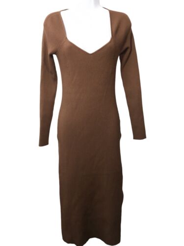 The Drop Women's Yasmin Rib Midi Sweater Dress With Side Split Small Long Sleeve