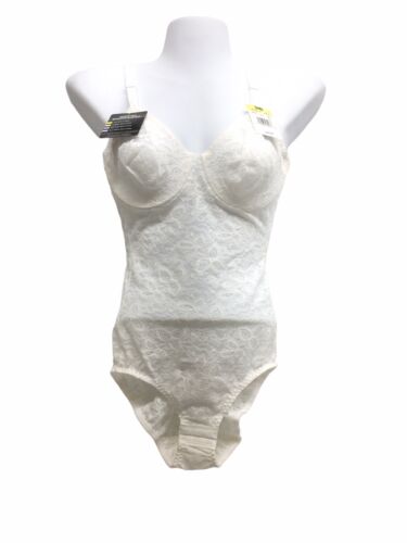 Bali Shapewear Lace 'N Smooth Shaping Body Briefer White Firm Control Size 34B