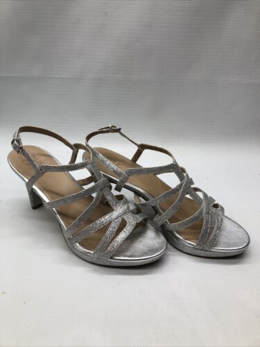 Women's Naturalizer, Baylor Dress Sandal H1868S5022 Silver Synthetic Wm Size 10w