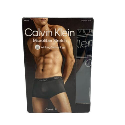 Calvin Klein Men's Smooth Microfiber Stretch Low Rise Trunk Black Large - 3 Pack