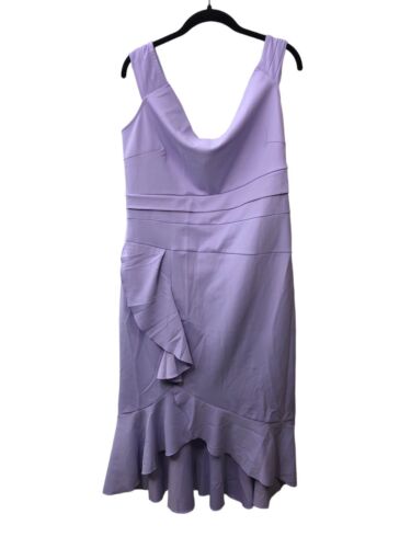 Knitee Women Casual Formal Dress Off Shoulder Light Purple V-Neck K9078 Size 2XL