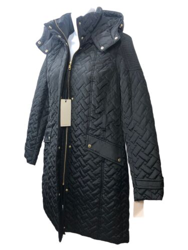 Cole Haan Women Medium Quilted Mid-Length Puffer Jacket Removable Hood - No Belt