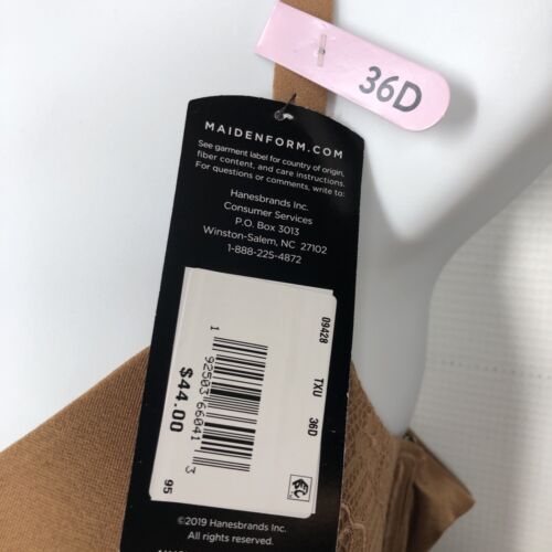 Maidenform 36D Natural Boost Add-a-Size Shaping Underwire Bra DM9428 Latte Opaqu