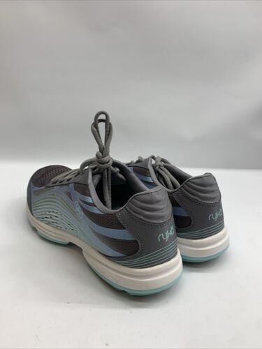 Women Ryka, Devotion Plus 3 Walking Shoe F7710M3022 Grey Aqua Fabric Mesh Sz 11M