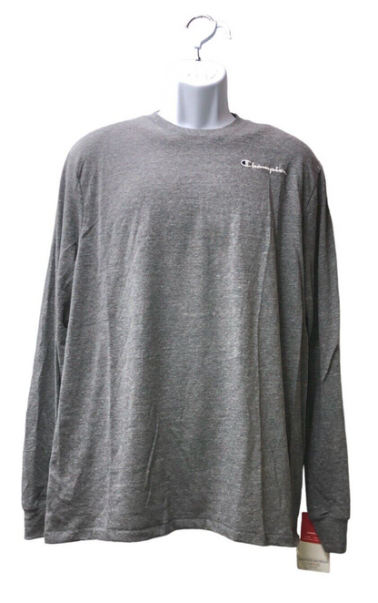 Champion Men's T-shirt Size L Grey Long Sleeve Logo Tee Lightweight Embroidered