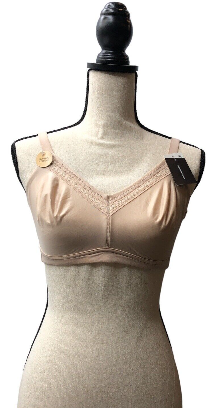 Wacoal Women's Perfect Primer Wire Free Bra 36C Hook and Eye Full Coverage Beige