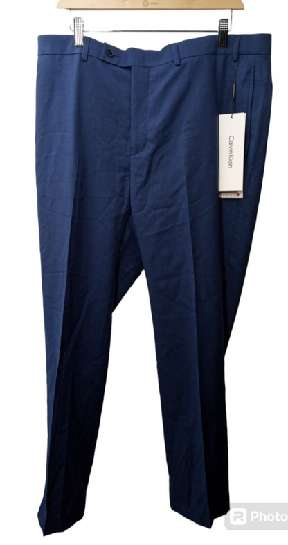 Calvin Klein Men's Slim Fit 100% Wool Infinite Stretch Suit Pants Sz 38x30 Blue