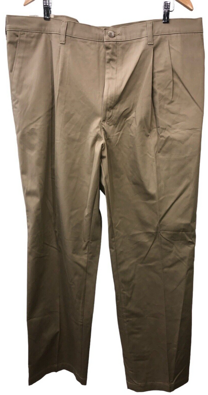 Wrangler Men's Khaki Casual Pleated Front Western Long Pants Loop Waist 42x30