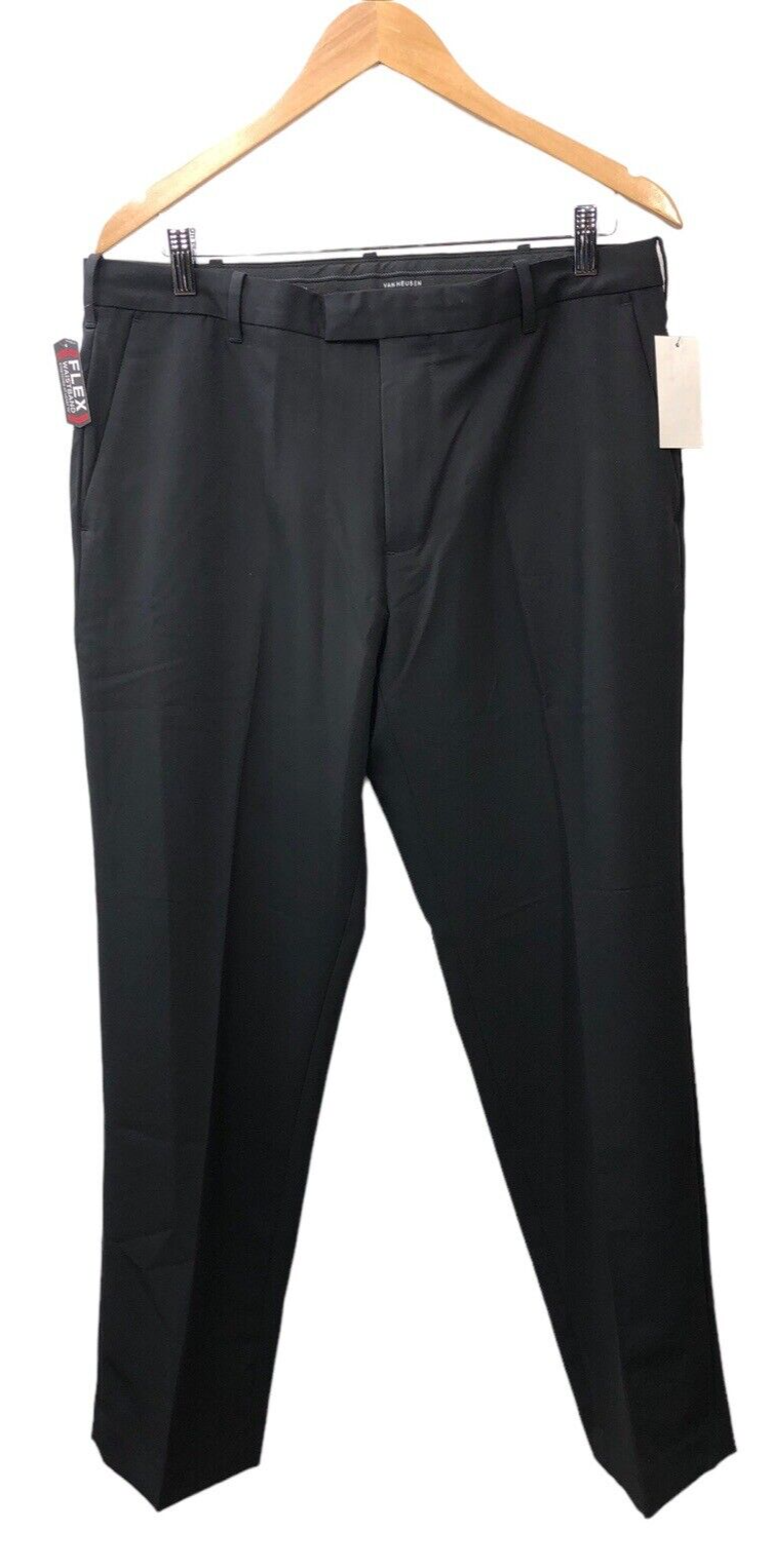 Van Heusen Men's Flex Flat Front Straight Fit Pant Black 34x29 SP50568399 Black