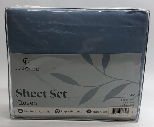 LuxClub Sheet Set Sheets Deep Pockets 18" Eco Friendly Wrinkle Free Sheets 6 PC