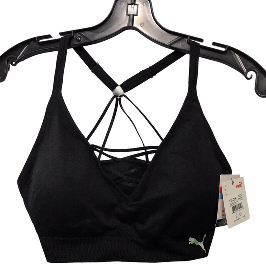 PUMA Women's Seamless Workout Sports Bra Black Size Large Breathable Lightweight