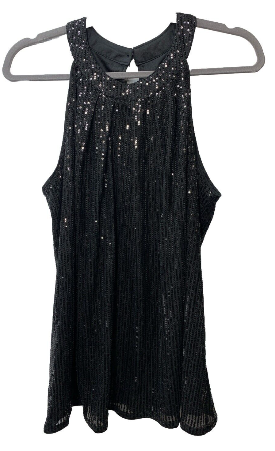 Grace Karin Black Cut In Sleeveless Sequin Front  Women’s Size Large Top Black