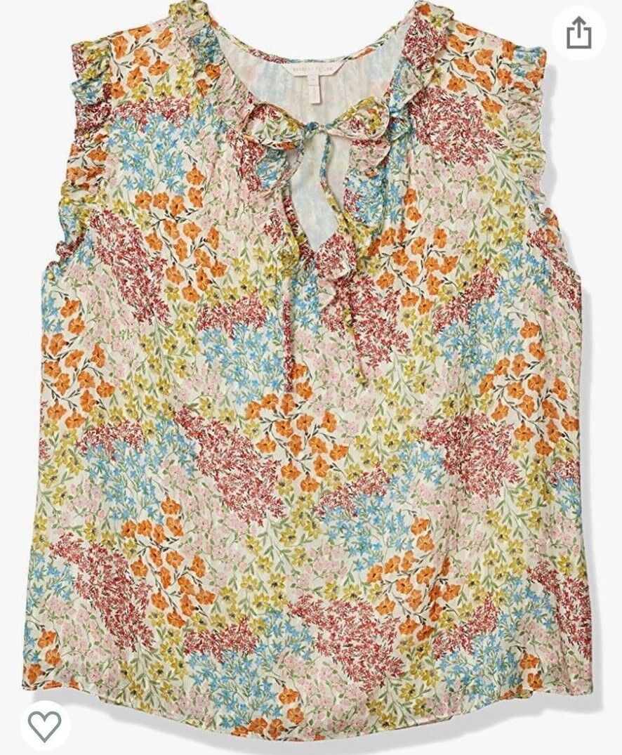 Rebecca Taylor Women's Sleeveless Ruffle Top Multi-Combo