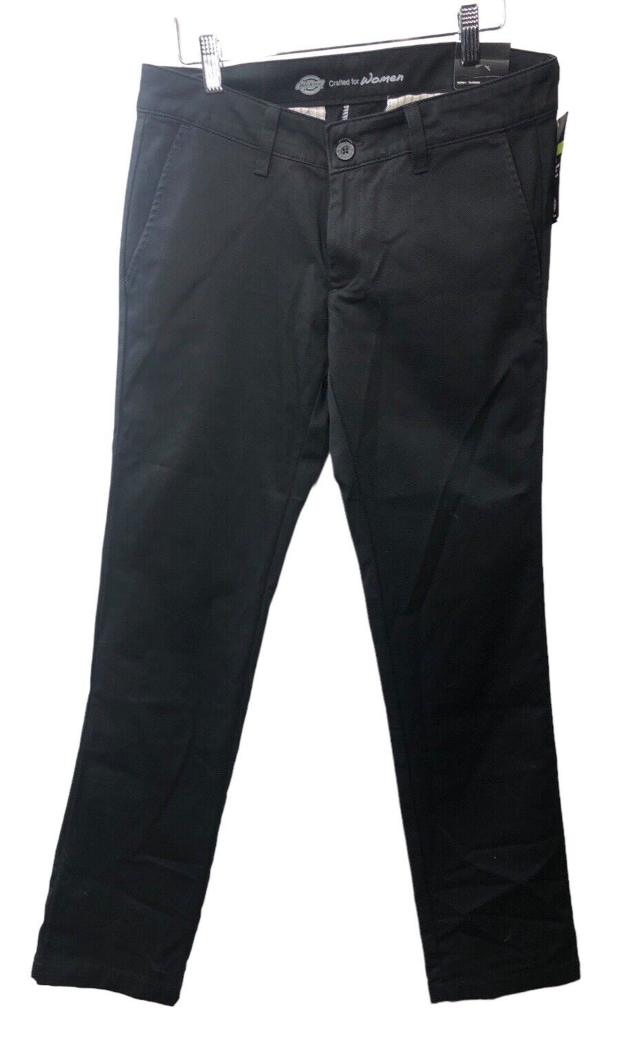 Dickies Pant Women 6 Regular Rinsed Black Flex Twill Stretch Straight Flat Front