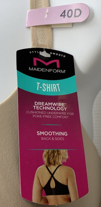 Maidenform Womens Dreamwire Back Smoothing Underwire T-shirt Bra Size 40D DM0070