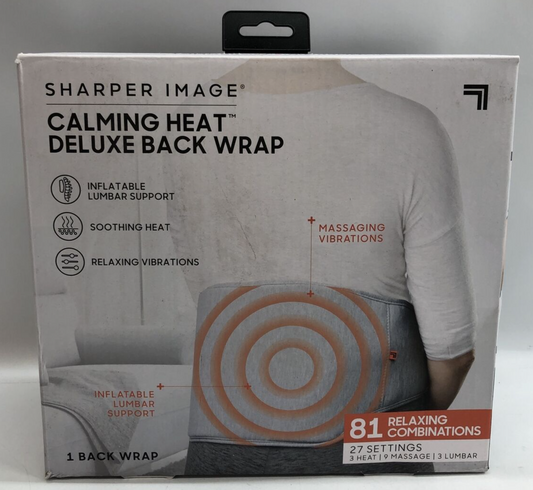 Sharper Image Calming Heating Deluxe Back Wrap 81 Relaxing Combinations Gray