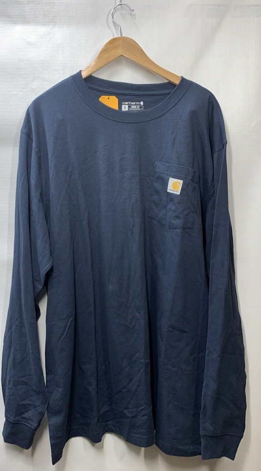 CARHARTT K126-NVY XLG Tall Long Sleeve T-Shirt Navy TK0126-M Size XL Loose Fit