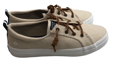 Sperry Women's Crest Vibe Canvas Sneaker Creme STS81904 Lace-up Shoes US Size 9