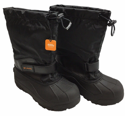 Columbia Youth Powderbug Forty Boots Black Waterproof 400g Insulation Size 3