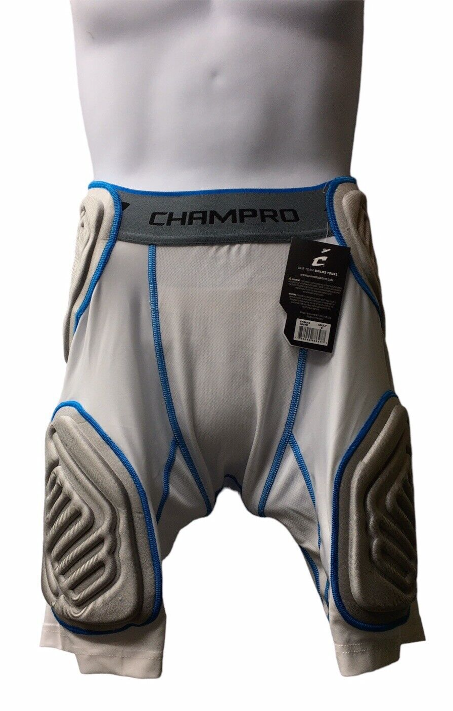 Champro Bull Rush 5 Pad Football Girdle Adult Men Small White Poly/spandex blend