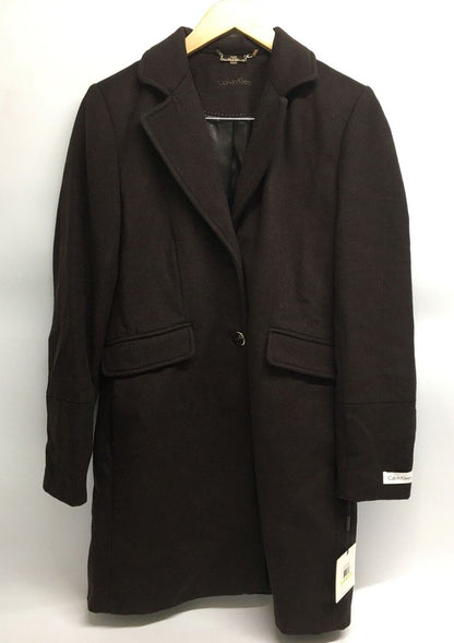 Calvin Klein Jacket Womens Button Front Single Size 4 Long Sleeve Coat Black