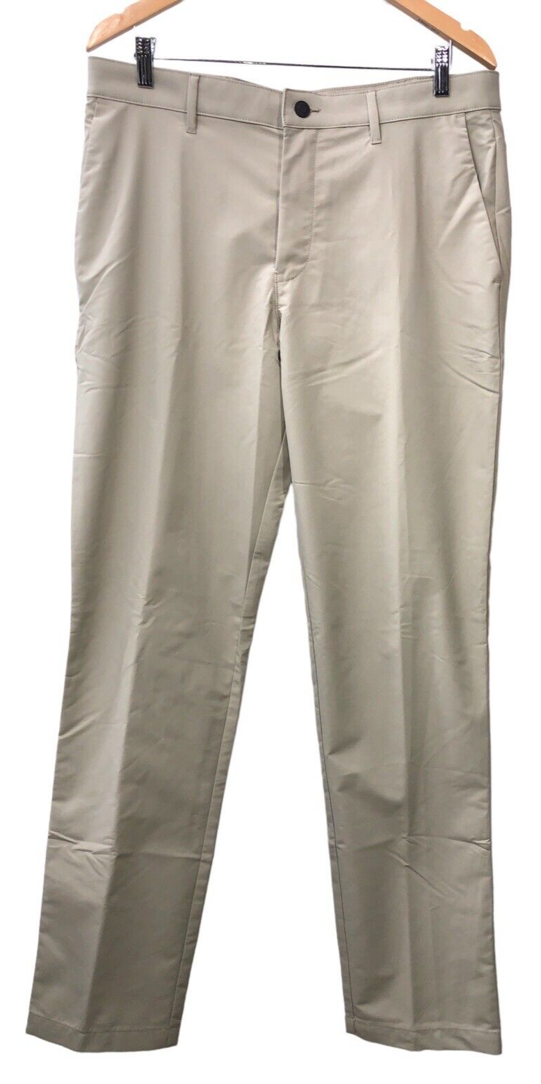 Banana Republic Men's Flat Front Long Khaki Pant 34x34 Cream Gray Loop Waist