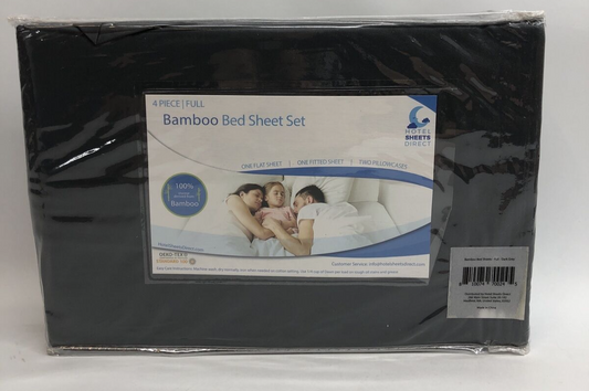 Hotel Sheets Direct 100% Bamboo Sheets Full Size Sheet and Pillowcase Set Gray