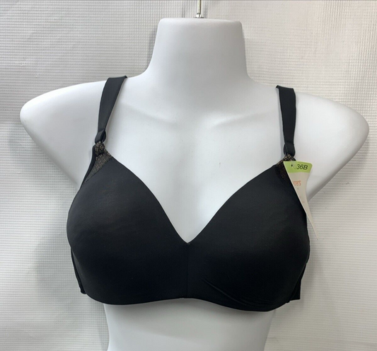 Warner's  Cloud 9 Super Soft Wireless Lightly Lined Comfort Bra Size 36B Black