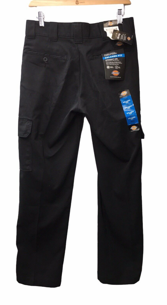 Dickies Cargo Black Pants Flex Twill Relaxed Fit Straight Leg Men Size 30x30