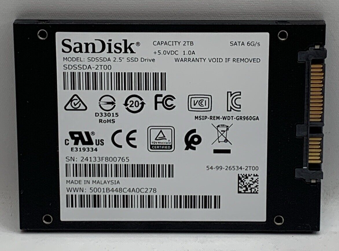 SanDisk SSD Plus 2TB 2.5" SATA III Internal SSD Solid State Drive (SDSSDA-2T00)