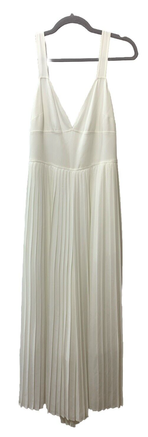 Vince Casual Women Sleeveless High Waist V Neck Flowy Pleated Midi Dress Size 10