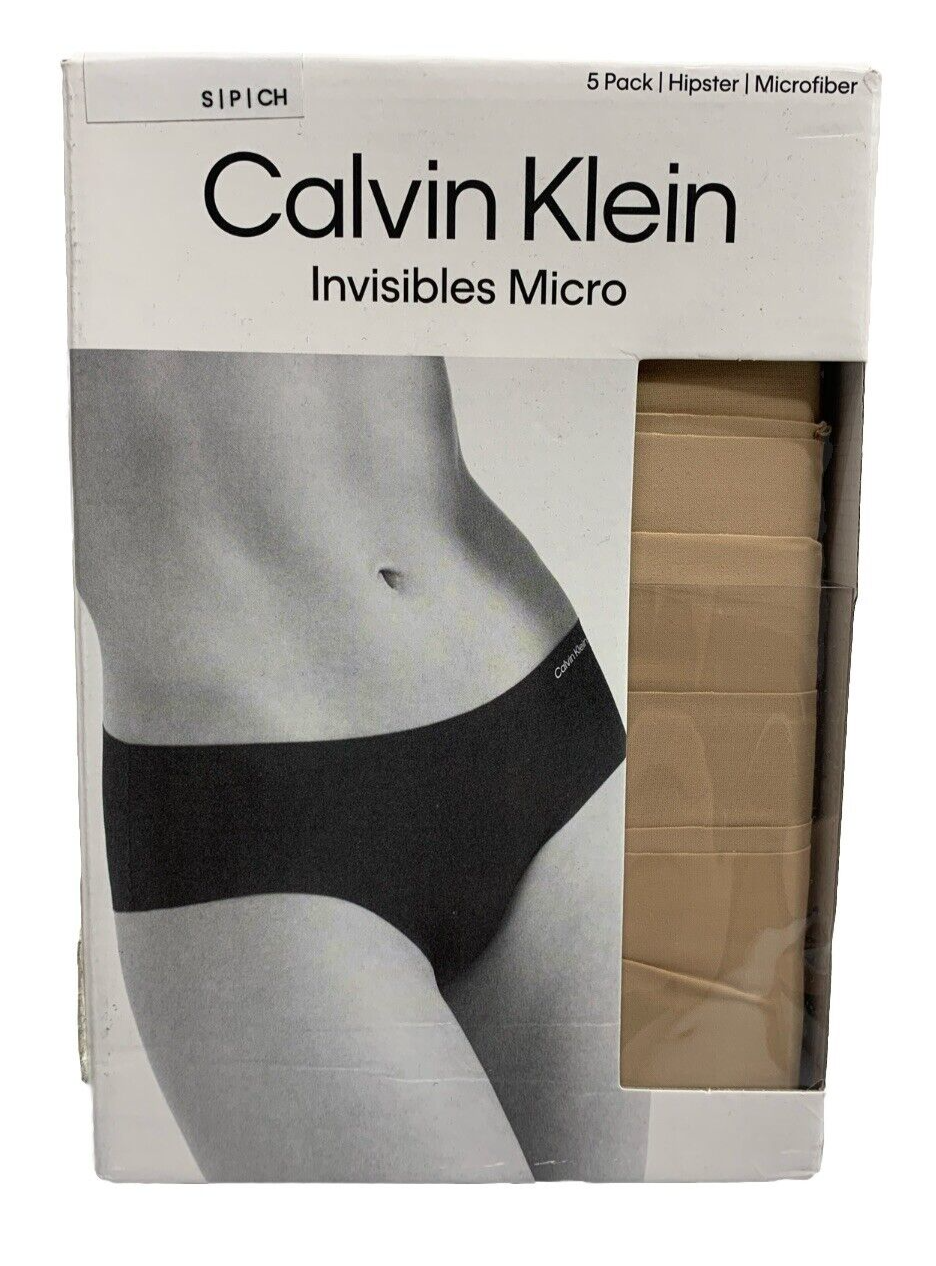 Calvin Klein Women Invisibles Seamless Hipster Underwear Size Small Beige 5 Pack