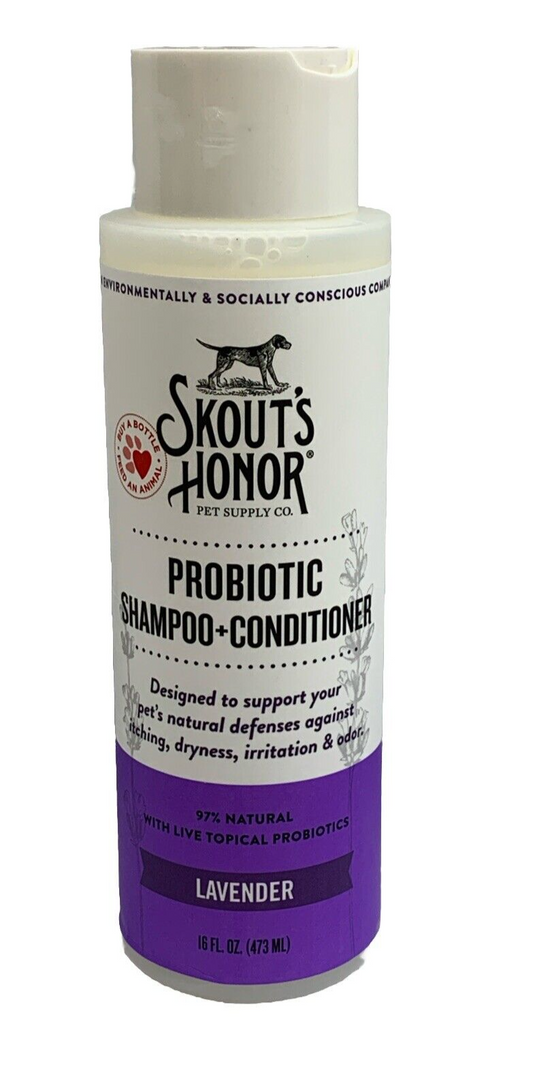 Skouts Honor Probiotic Shampoo + Conditioner Lavender Happy Puppy 16 Oz/473ml