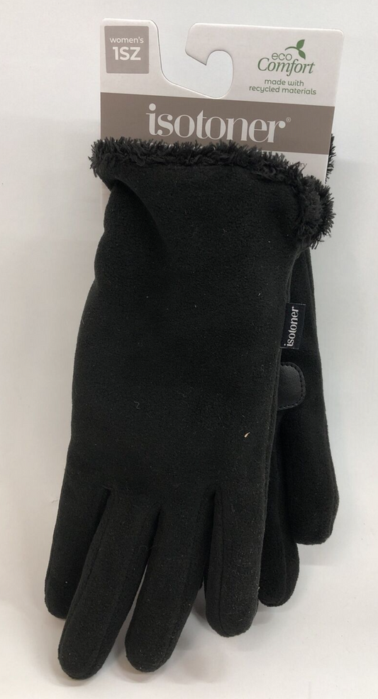 Women's Stretch Fleece Touchscreen Texting Cold Weather Gloves with Warm Black