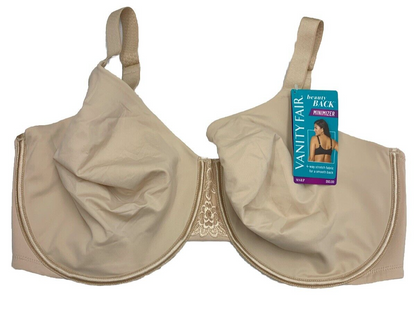 Vanity Fair Beauty Back Smoothing Full Figure Minimizer Bra 76080 Beige Size 42G