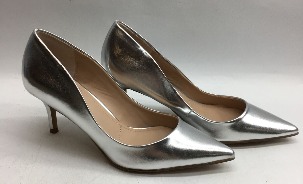 Charles David Women's Dress Shoes Silver Heels Angelica Size 6.5 M Pointed Toe